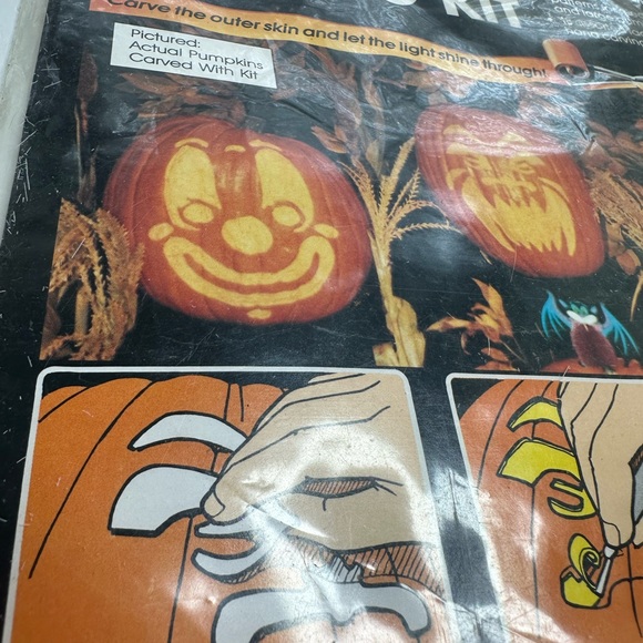 Vintage Perfect Pumpkin Carving Kit 1988–New Sealed In Package W Carver-Patterns - Picture 6 of 15